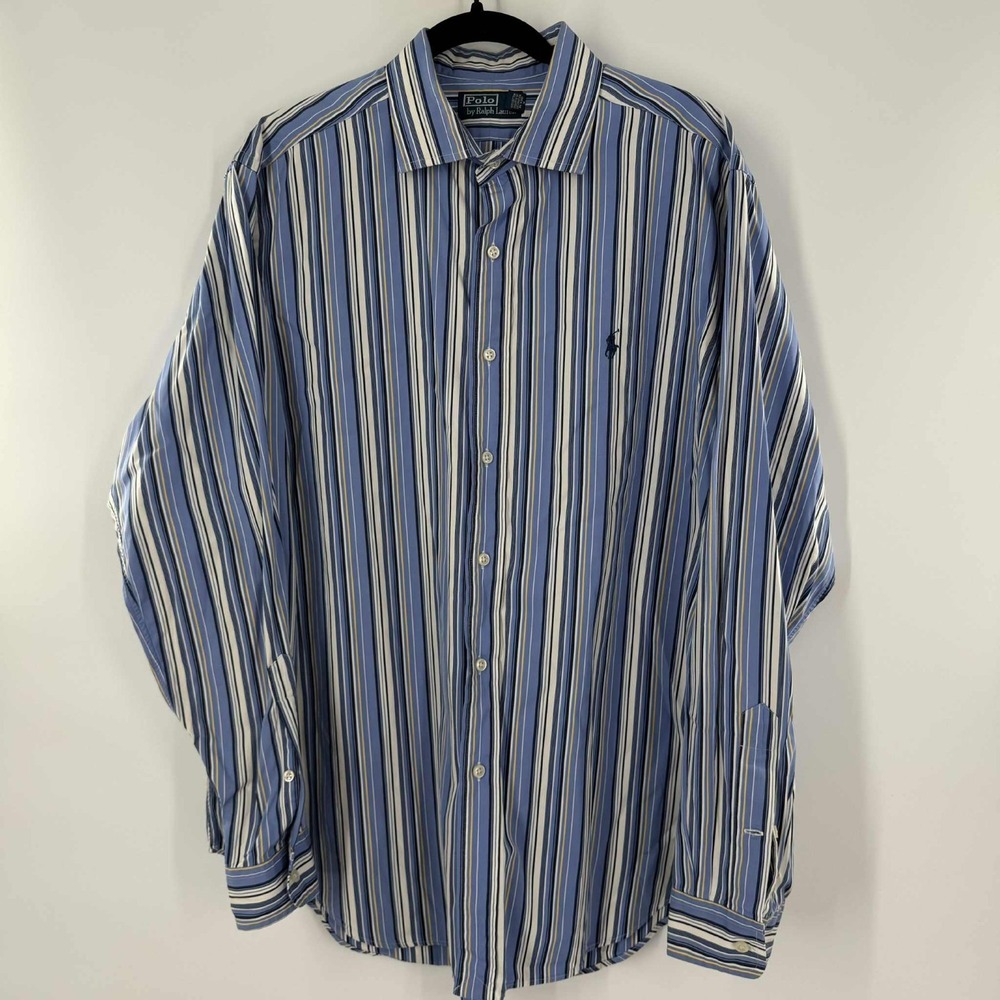 Polo Ralph Lauren Stanton Classic Fit Button Up Shirt Men Size XL Striped TBT